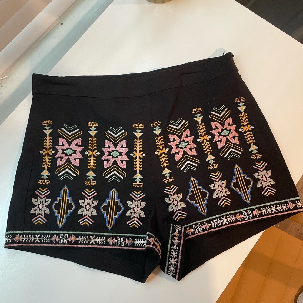 Black Aztec Dress Shorts